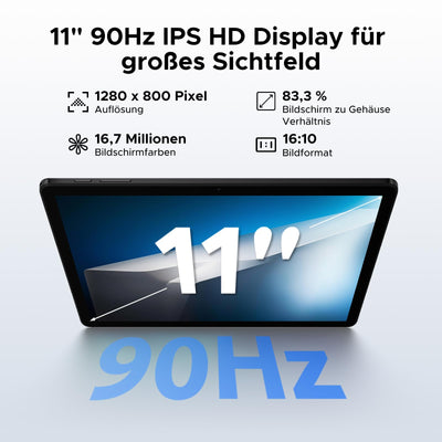 DOOGEE Tab A9+ Android 15 Tablet 11 Zoll, T7200 Octa Core 8580mAh, 20GB RAM+64GB ROM(TF 2TB), 90Hz, 13MP + 5MP Gaming Tablets mit Tastatur, Stift, Maus, Hülle, WiFi 5/WidevineL1/Face ID/OTG, Schwarz