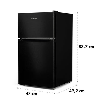 Klarstein Big Daddy - Kühlschrank mit Gefrierfach, Kühl Gefrierkombination, fridge leise, LED, 87-Liter: Kühlschrank mit 61-L und Gefrierschrank 26 L, schwarz