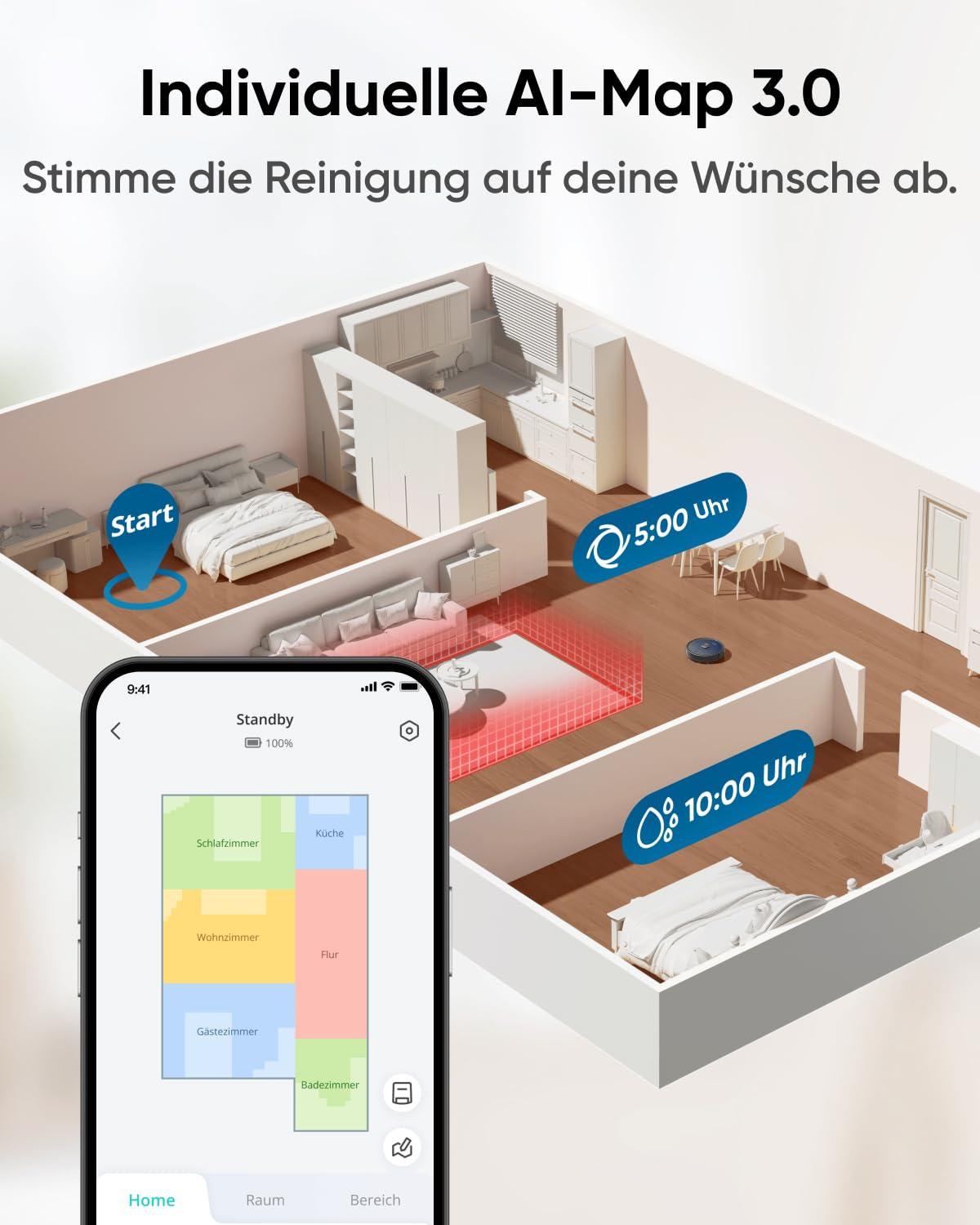 eufy X10 Pro Omni Saugroboter mit Wischfunktion & Absaugstation, 8.000Pa, Auto-Absaugen/Befüllen, 2× Auto-Lift-Mopp mit Auto-Waschen/Trocknen, Aktive Hindernisvermeidung, Kindersicherung