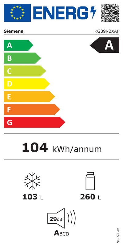SIEMENS KG39N2XAF Stand-Kühl-Gefrier-Kombination iQ300, freistehende Kühlkombination mit Gefrierbereich unten 203x60 cm, 260L Kühlen, 103L Gefrieren, noFrost, hyperFresh, LED-Beleuchtung, BlackSteel