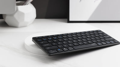 Rapoo E9600M kabellose Tastatur wireless Keyboard flaches Aluminium Design umweltfreundlicher wiederaufladbarer Akku DE-Layout QWERTZ PC & Mac - dark grey