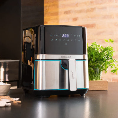 Cecotec Heißluftfritteuse 5,5 L Cecofry Full Inox 5500 Pro. 1700 W, Kompaktes und Digitale, Diät-Fritteuse, Edelstahlausführung, ölfrei, PerfectCook-Technologie, Thermostat, 8 Modi
