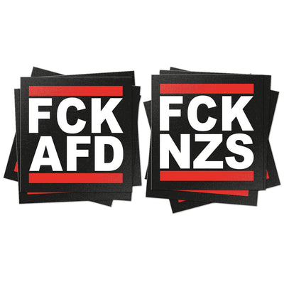 100x Sticker 50x FCKAFD + 50x FCKNZS - 7,4 x 7,4 cm - Politisch Links Outdoor Sticker Aufkleber groß FCK AFD & NZS