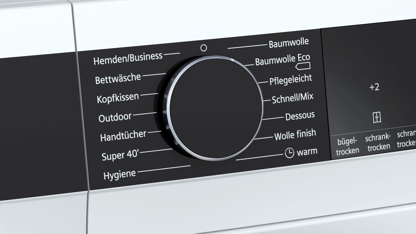 Siemens WQ33G2D40, iQ500 Wärmepumpentrockner für 1-8 kg Wäsche, Schnellprogramm für kleine Ladungen, Schonende Trocknung mit autoDry, softDry Schontrommel, Outdoor-Programm, LED-Display, Weiß