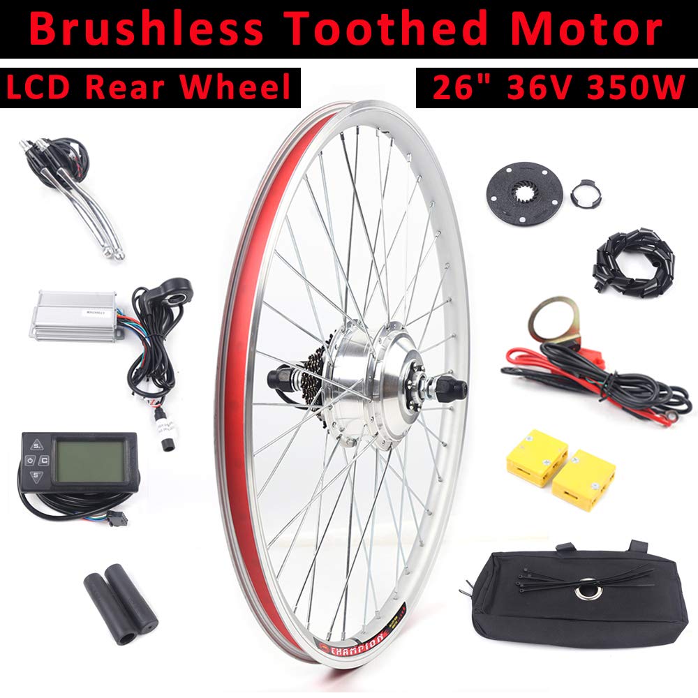 Froulaland 26 Zoll 36V 350W Elektrofahrrad Hinterrad Umbausatz E-Bike Conversion LCD Kit Ausgestattet Mit Einem Leistungsstarken Controller, Um Eine Große Stromversorgung Sicherzustellen.