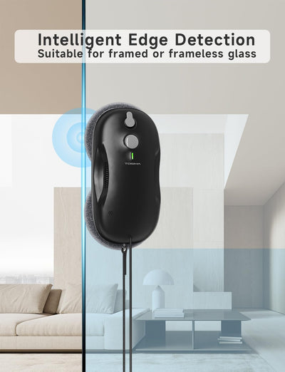 Tosima W3 Fensterputzroboter- Automatisches Sprühfunktion mit 80ML Tank, dreifachem Sicherheitssystem, Intelligenter Navigation, Fernbedienung, für alle Glatten Oberflächen,mit 12 Tüchern（6 Paare）