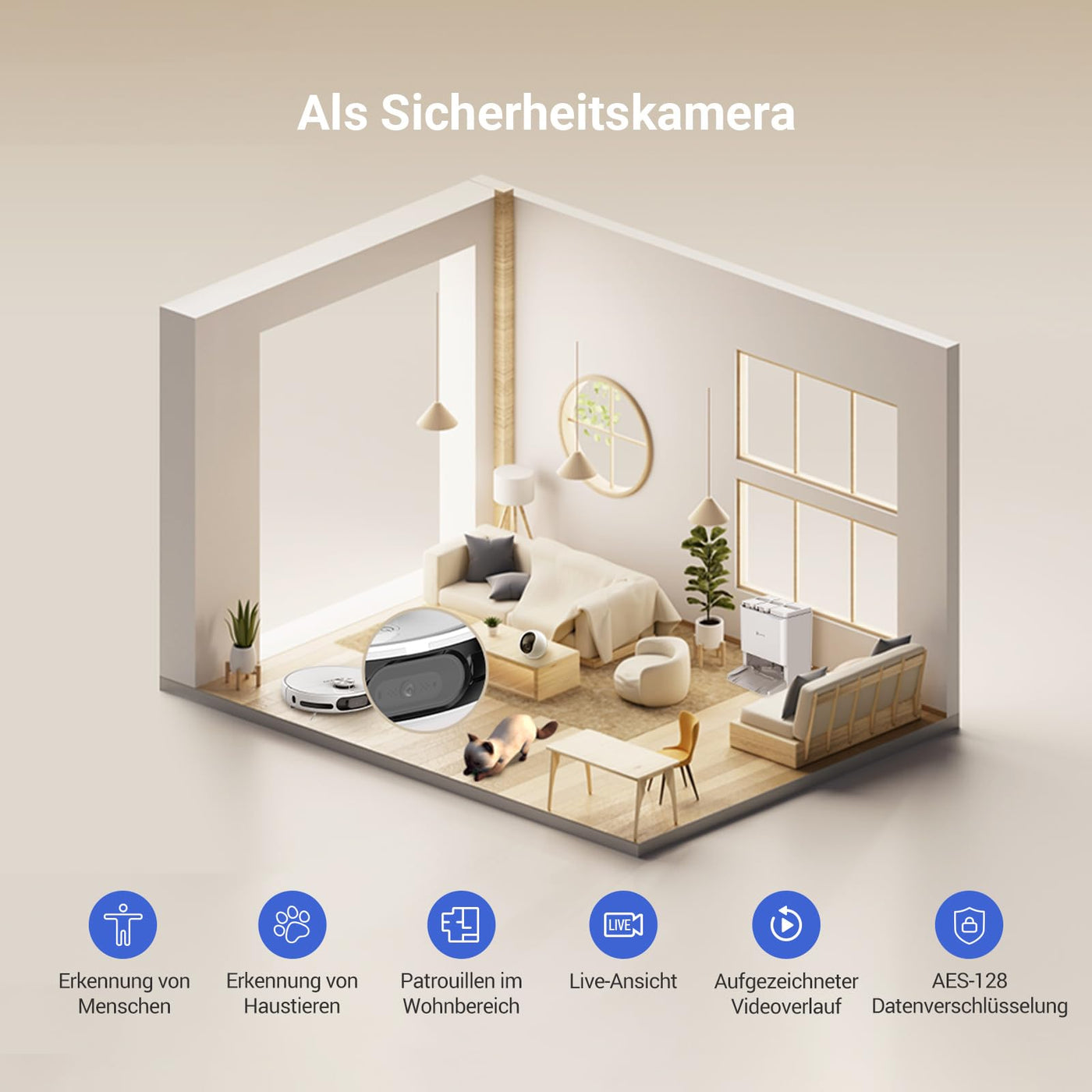 EZVIZ Saugroboter mit Staubentleerung und Wasserwechsel, 7200 Pa, LDS LiDAR und 3D-Laser Navigation Hinderniserkennung, Teppicherkennung, automatische Moppinstallation und -entfernung, RS20 Pro