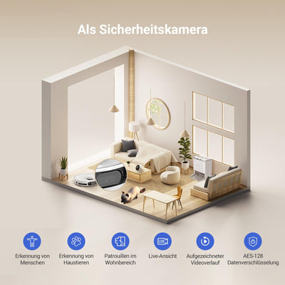 EZVIZ Saugroboter mit Staubentleerung und Wasserwechsel, 7200 Pa, LDS LiDAR und 3D-Laser Navigation Hinderniserkennung, Teppicherkennung, automatische Moppinstallation und -entfernung, RS20 Pro