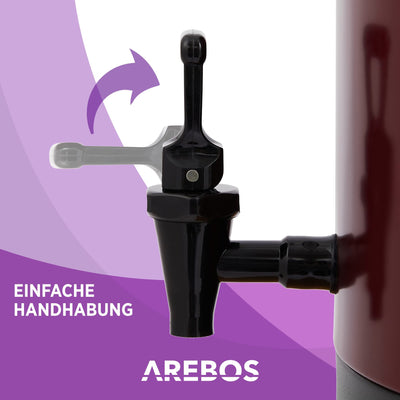 Arebos Einkochautomat 1800 W | Einkochtopf 28 L | mit Timer, Thermostat & Überhitzungsschutz | stufenlose Temperatureinstellung 30-110 °C| Zeitschaltuhr 20-120 min.| Glühweinkocher Heißgetränkeautomat
