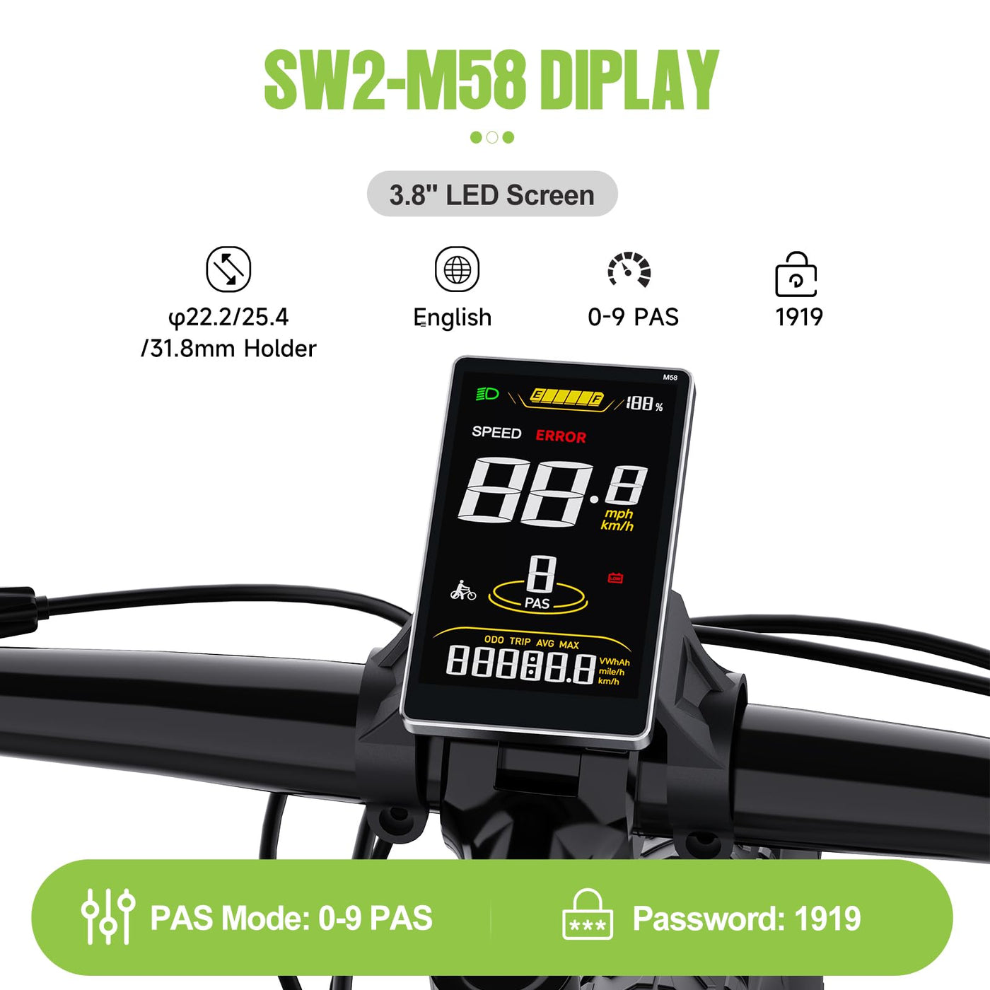 BAFANG 48V500W 26" Front Hub Motor Kit G020 Ebike Conversion Kit with SW2-M58 Digital Display & Smart Controller