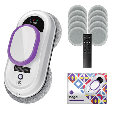 HOGA W10 Fortschrittlicher Fensterreinigungsroboter, mit Sicherheitsseil, Fernbedienung und 10 Reinigungstüchern - Unübertroffene Effizienz und Sicherheit bei der automatischen Fensterreinigung