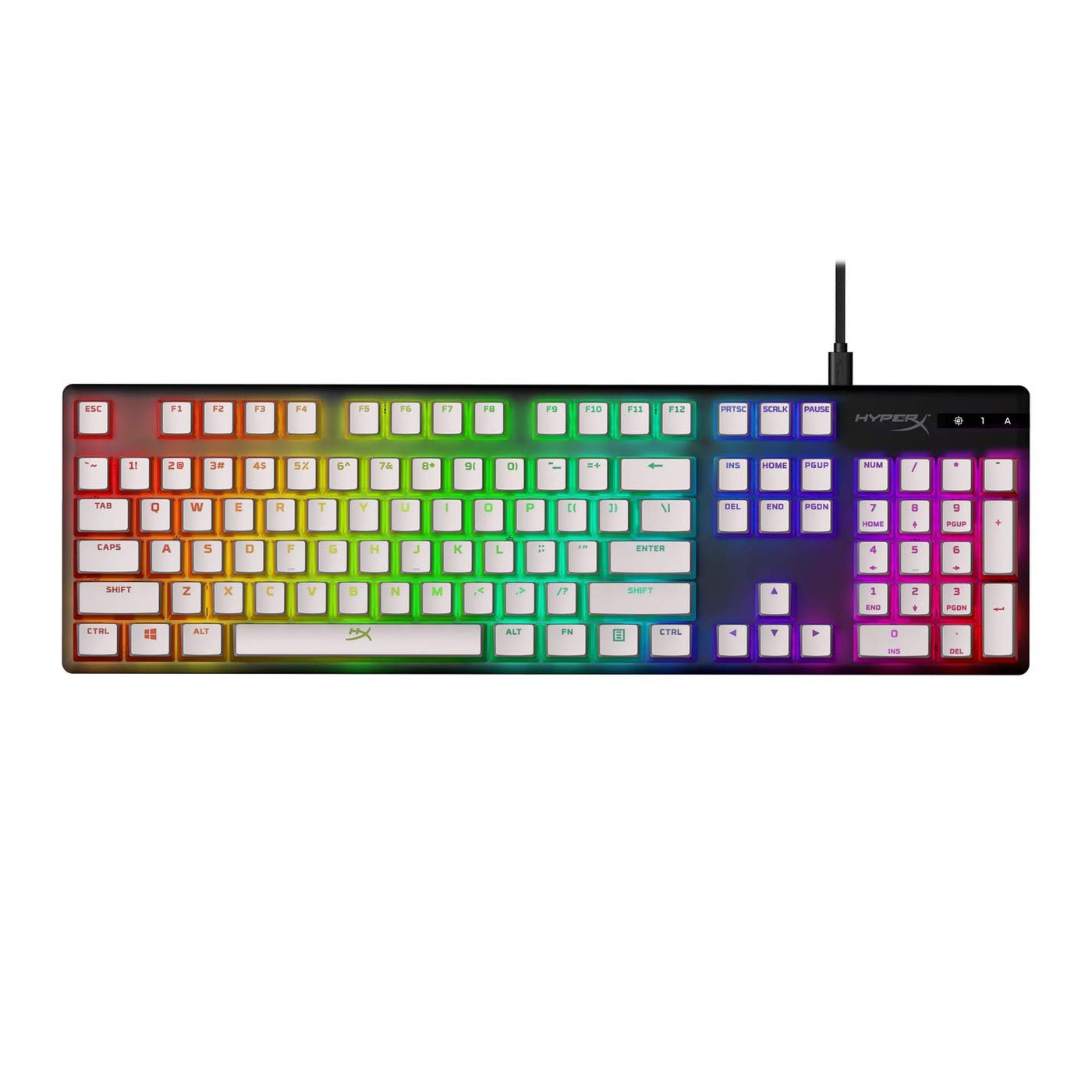 HyperX Pudding Keycaps – Vollständiger Tastensatz – PBT – {Weiß} – English (US) Layout – 104 Key, Hintergrundbeleuchtet, OEM Profil