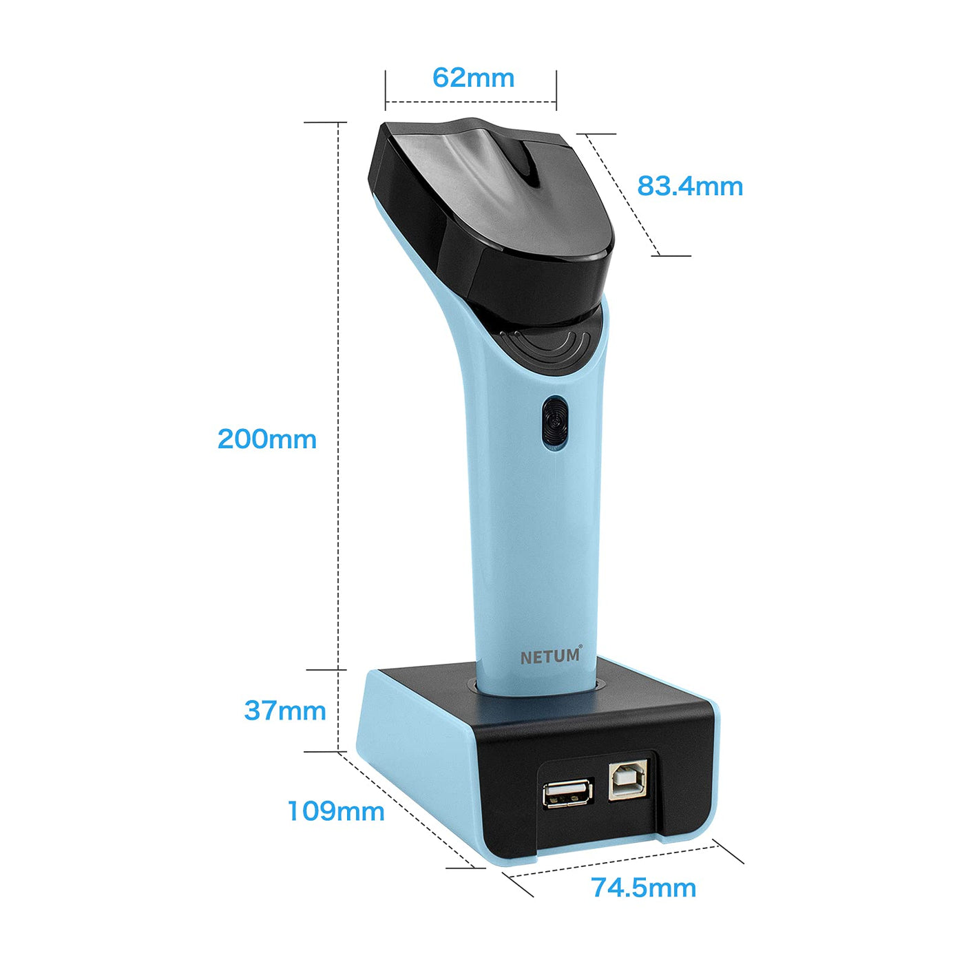 NETUM Bluetooth Wireless 2D Barcode Scanner Automatischer, freihändiger Barcodeleser mit Ladestation und integriertem Speicher, schnelles und präzises Scannen, Übertragungen bis zu 50 Meter - DS7500