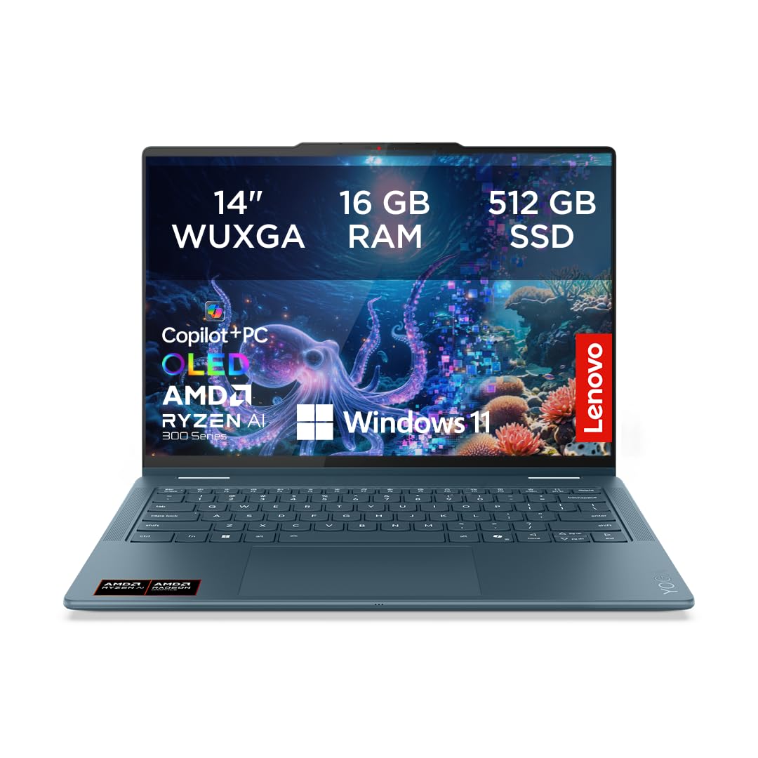 Lenovo Yoga 7 2-in-1 Laptop | Copilot+ | 14"WUXGA OLED | AMD Ryzen AI 7 | 16GB RAM | 512GB SSD | AMD Radeon 860M | Win11 | QWERTZ | Tidal Teal | 3 Monate Premium Care | inkl. Hülle Exklusiv bei Amazon