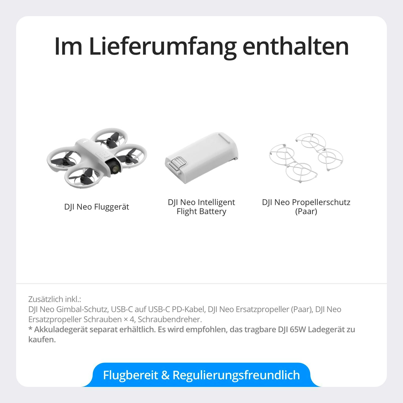 DJI Neo, Mini Drohne mit Kamera 4K UHD Für Erwachsene, 135g, Selbstfliegende Drohne, Motivverfolgung, Handstart, QuickShots, Integrierter Propellerschutz, Quadrocopter, Ohne Controller