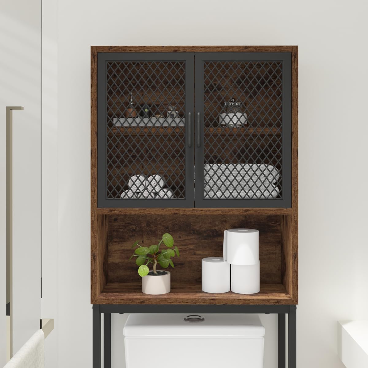 Mudmasa Toilettenregal Regal über Waschmaschine Toiletten Regal Waschmaschinen überbauregal Badezimmer WC Regal Badregal Holz Metallgestell Platzparende Vintage Stabiler