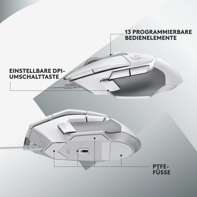 Logitech G502 X Kabelgebundene Gaming-Maus - LIGHTFORCE Hybrid optisch-mechanische Primärschalter, HERO 25K Gaming-Sensor, Kompatibel PC - macOS/Windows - Weiß
