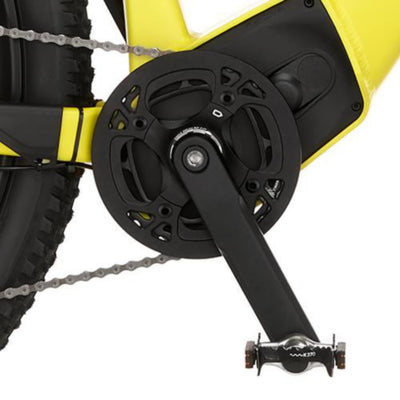 FISCHER E-Mountainbike MONTIS 8.0i, Elektrofahrrad für Damen und Herren, RH 49 cm, Mittelmotor 90 Nm, 36 V Akku, Gelb