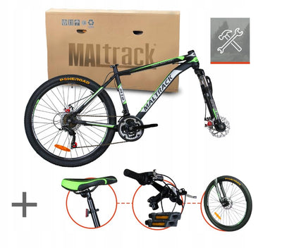 BDW - Fahrrad 26 Zoll - Mountainbike Damen & Herren - 18 Gänge - Farbe Grün - Ergonomischer Lenker - Mechanische Scheibenbremsen - Federungsgabel - Aluminiumfelgen