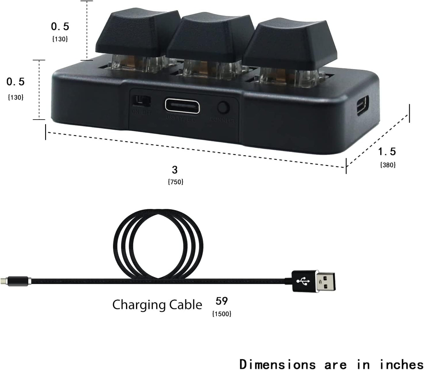 PCsensor USB Mini Keyboard 3 Tasten Mini Tastatur Wireless USB 2 in 1 Mechanische Gaming Tastatur Hot Key Customized Programm mit RGB Led für Gaming OSU Büro Arbeit