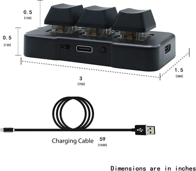 PCsensor USB Mini Keyboard 3 Tasten Mini Tastatur Wireless USB 2 in 1 Mechanische Gaming Tastatur Hot Key Customized Programm mit RGB Led für Gaming OSU Büro Arbeit