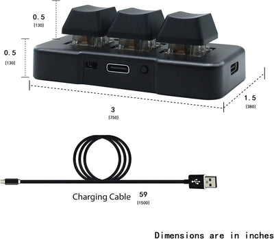 PCsensor USB Mini Keyboard 3 Tasten Mini Tastatur Wireless USB 2 in 1 Mechanische Gaming Tastatur Hot Key Customized Programm mit RGB Led für Gaming OSU Büro Arbeit