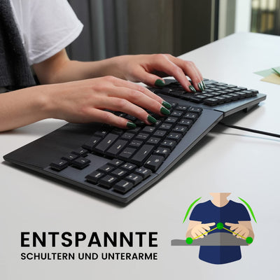 Perixx PERIBOARD-335RD DE, Kabelgebundene ergonomische mechanische Tastatur – Low-Profile Red Linear Switches – Programmierbare Funktion – Kompatibel mit Windows und Mac OS X – Deutsch QWERTZ