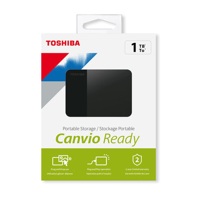 Toshiba 1 TB Canvio Ready — tragbare externe 2,5-Zoll-Festplatte mit USB 3.2 Gen 1 High Speed, kompatibel mit Microsoft Windows 8.1, 10, 11 und macOS, schwarz (HDTB410EK3AA)
