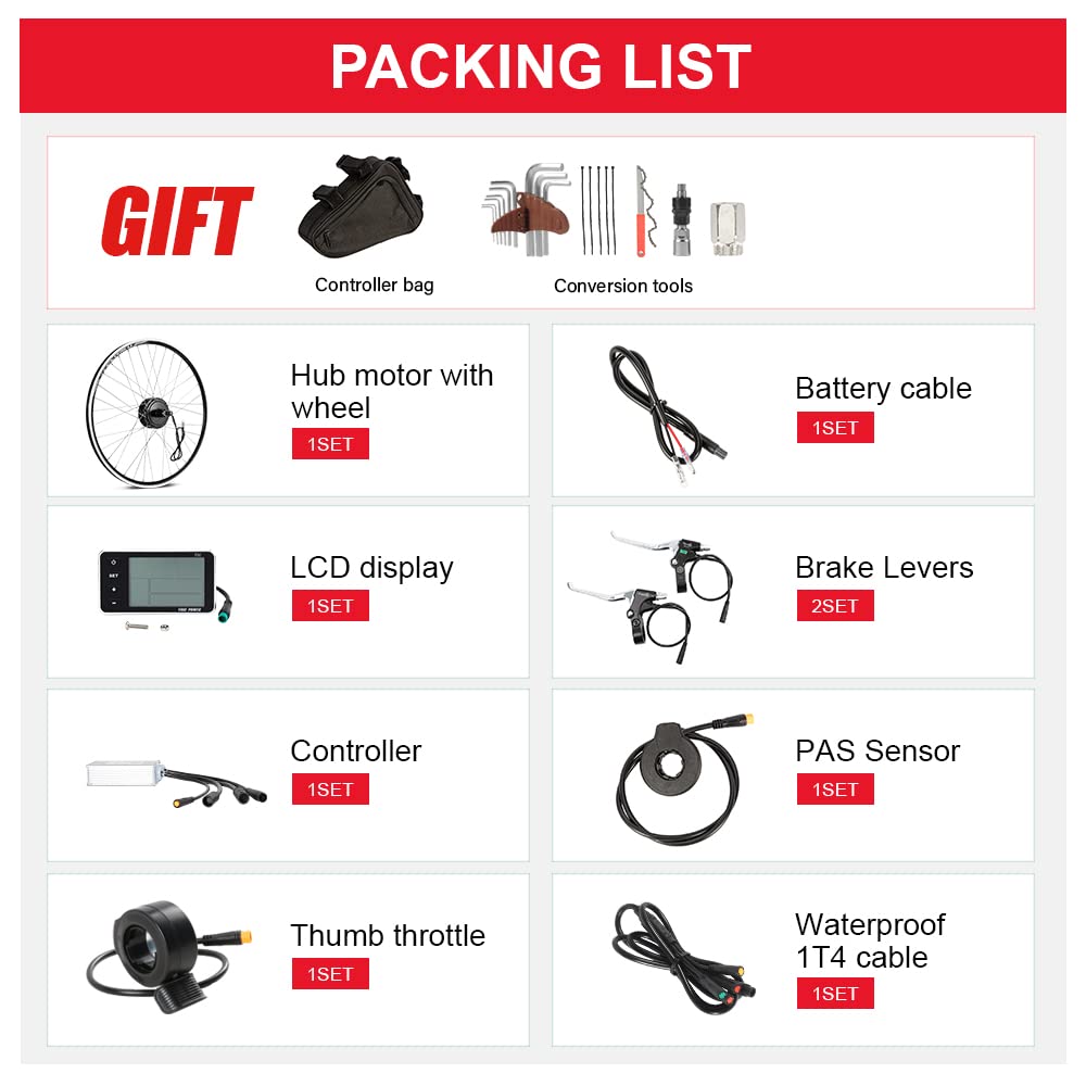 SEASON 28'' E-Bike Umbausatz 36V 350W Brushless Getriebe Hinterrad Nabenmotor, passend für Kassette 8/9/10 Gang, mit LCD Anzeige