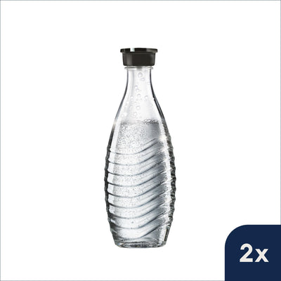 SodaStream 0,8L CRYSTAL Glaskaraffe | Spülmaschinenfest | Kompatibel mit Crystal & Penguin | elegantes Design | 2er-Pack