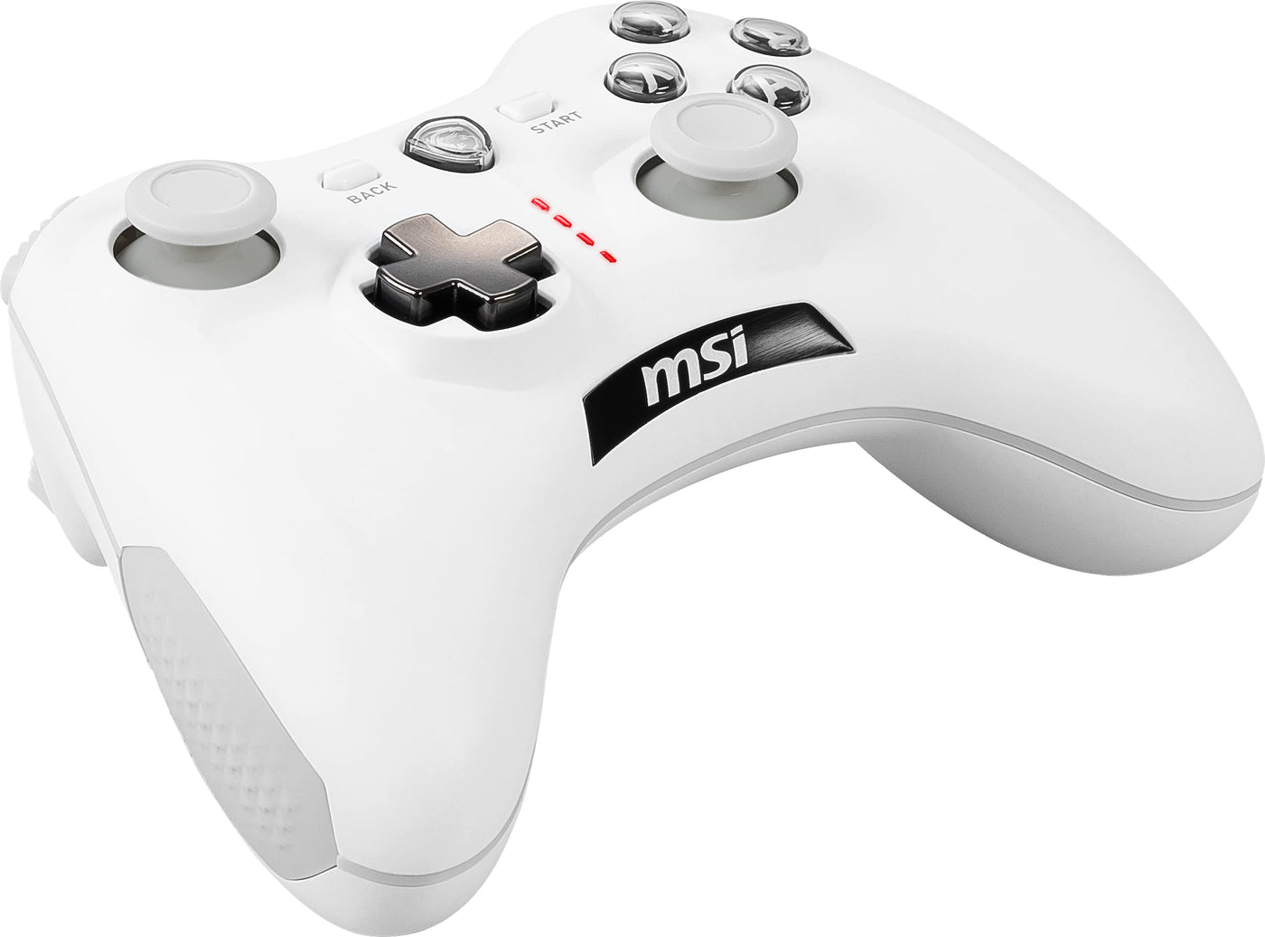 MSI FORCE GC30 V2 WHITE Kabelloser PC Gamepad Controller - 2,4 GHz, 600mAh Li-Ion Akku, austauschbare D-Pad Abdeckungen, zwei Vibrationsmotoren, USB 2.0 - weiß, kabelgebunden/kabellos