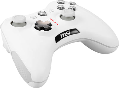 MSI FORCE GC30 V2 WHITE Kabelloser PC Gamepad Controller - 2,4 GHz, 600mAh Li-Ion Akku, austauschbare D-Pad Abdeckungen, zwei Vibrationsmotoren, USB 2.0 - weiß, kabelgebunden/kabellos
