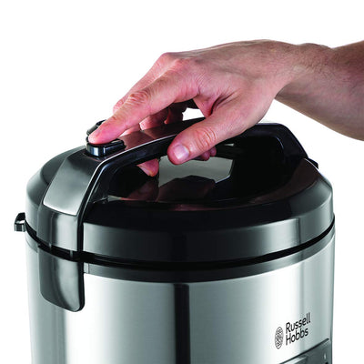 Russell Hobbs Reiskocher [Testsieger] 1,2l inkl. Dampfgarer -Einsatz mit Aroma-Klappdeckel (Warmhaltefunktion, antihaftbeschichteter Gartopf, Reislöffel & Messbecher, Edelstahl) 27080-56