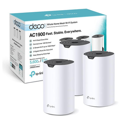 TP-Link Deco S1900 Mesh WLAN Set (3er Pack), AC1900 Dual Band Router & Repeater, 3X Gigabit Ports für Jede Einheit, empfohlen für Häuser mit 3-5 Schlafzimmern, Umfassender Jugendschutz