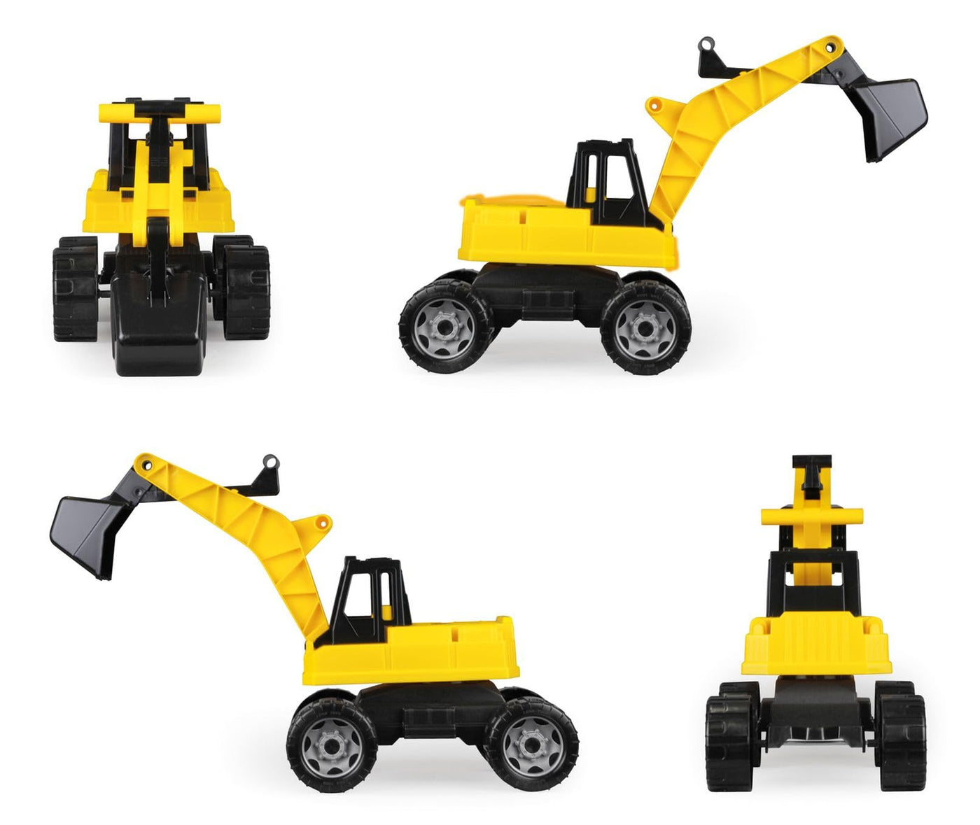 Lena 02017 - Starke Riesen Bagger, Baufahrzeug ca. 80 cm, Giga Trucks Schaufelbagger mit 2 Stahlachsen, großer Spielzeugbagger in gelb und schwarz, Baggerfahrzeug für Kinder ab 3 Jahre