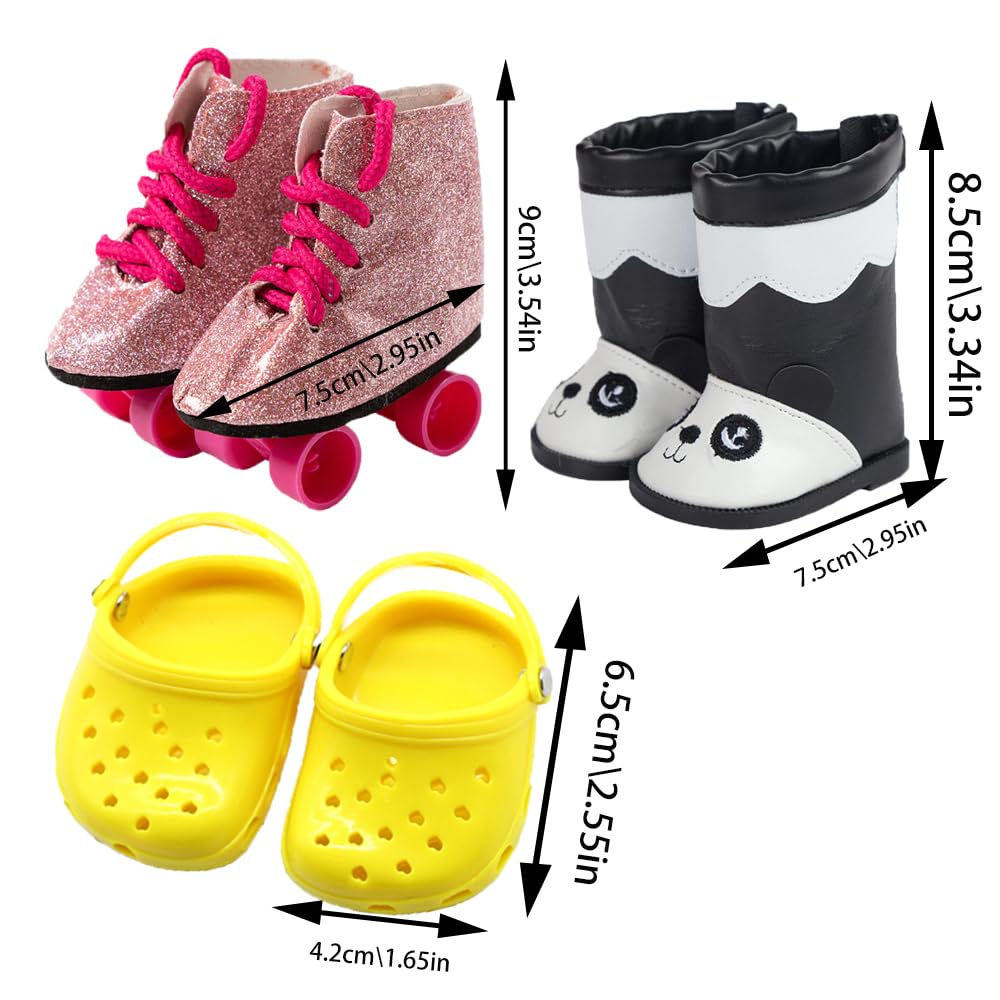10 Paar 18 Zoll Puppenschuhe, BOSOIRSOU 7cm Stiefel Tanzschuhe Sandalen Freizeitschuhe Segeltuchschuhe Fit für 45cm American Girl Puppe Zubehör