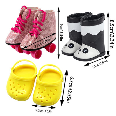 10 Paar 18 Zoll Puppenschuhe, BOSOIRSOU 7cm Stiefel Tanzschuhe Sandalen Freizeitschuhe Segeltuchschuhe Fit für 45cm American Girl Puppe Zubehör