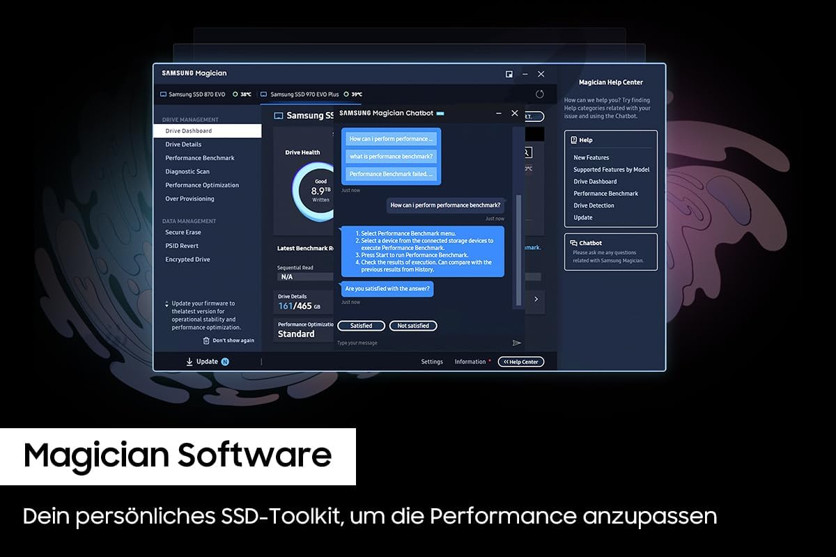 Samsung 970 EVO Plus NVMe M.2 SSD, 1 TB, PCIe 3.0, 3.500 MB/s Lesen, 3.200 MB/s Schreiben, Interne SSD für Gaming und Grafikbearbeitung, MZ-V7S1T0BW