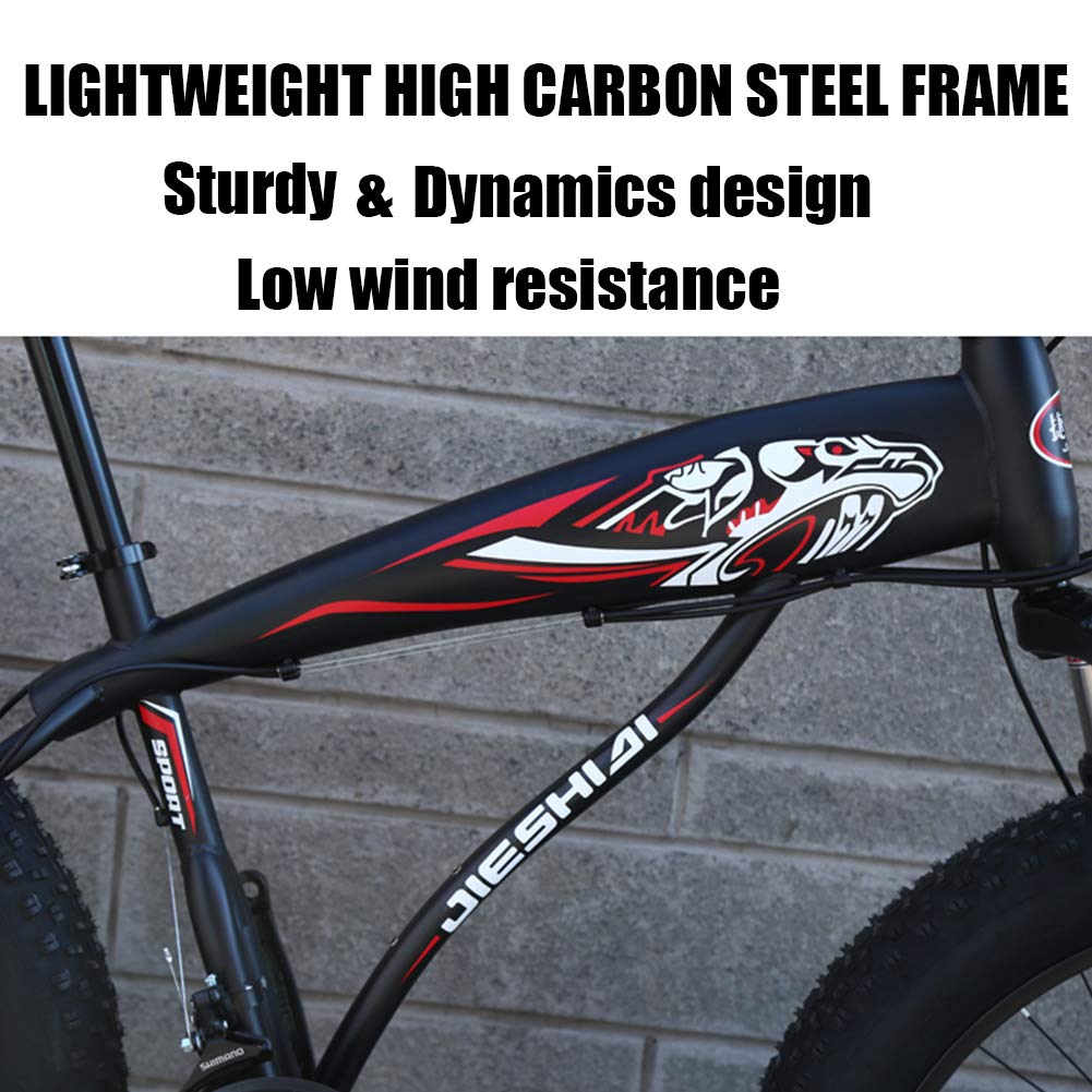 Wmmner Hardtail Fat Tire Mountainbike Für Erwachsene, Männer Frauen Mountainbike Mit Dual Disc Brake, High Carbon Steel Front Suspension All Terrain Mountain Bike, New Red, 26 Zoll 7 Speed/Schwarzer/2