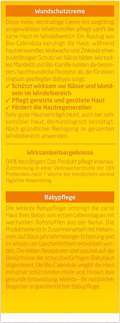 WELEDA Bio Baby Calendula Wundschutzcreme 75ml - Naturkosmetik Wundsalbe / Babycreme für den Schutz empfindlicher Baby Haut im Windelbereich. Hilft bei Rötungen, gereizter Haut und Wundsein