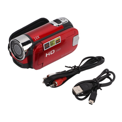 4K 48MP Digital Video Camera Camcorder, 16X Digitalzoom Kamera Video Recorder 2,7 Zoll 270° drehbarer Bildschirm Videokamera für Anfänger und (Rot)