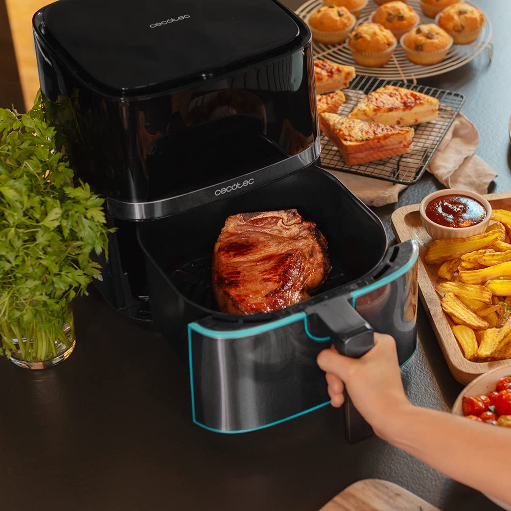 Cecotec Heißluftfritteuse 5,5 L Cecofry Full Inox 5500 Pro. 1700 W, Kompaktes und Digitale, Diät-Fritteuse, Edelstahlausführung, ölfrei, PerfectCook-Technologie, Thermostat, 8 Modi