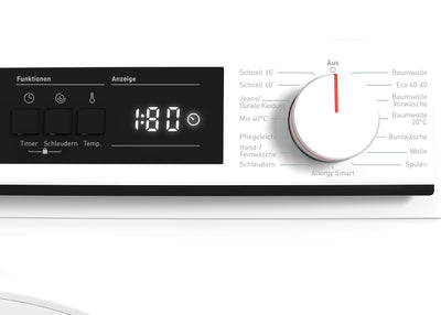 Sharp ES-NFA814WWNA-DE Waschmaschine Frontlader/A / 8 kg / 1400 U/min/Inverter Motor / 15 Programme inkl. 12 min Kurzprogramm/AquaStop/Weiß