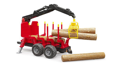 bruder 02252 - Rückeanhänger mit Ladekran, 4 Baumstämmen & Holzgreifer - 1:16 Fahrzeuge, Anhänger, Forstwirtschaft, Waldarbeit, Bäume, Holzwagen, Kran, Lader, Förster