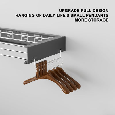 IBVIVIC Wand Wäschetrockner ausziehbar 80cm, Wäscheständer klappbar für Innen oder Außen, platzsparend kompakt, Schwarz