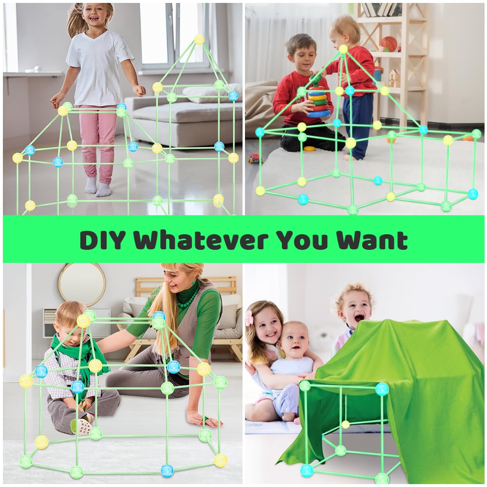 höhle Bauen Kinder,155PCS Im Dunkeln Leuchtendes Creative forts kit,DIY höhle konstruktionsspielzeug für 3 4 5 6 7 8 9 Jahre alt Junge & Mädchen,Indoor Outdoor bauspielzeug