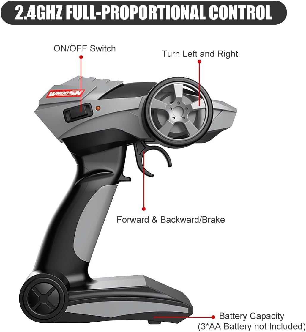 Mostop Ferngesteuertes Auto 1/16 Scale RC Drift Car 2.4GHz 4WD High Speed 30+KM/H Klassisches Fahrzeug mit LED Lichtern Drifting Tires Racing Vehicle Toys Gifts for Adults Boys, 2 Batteries, White