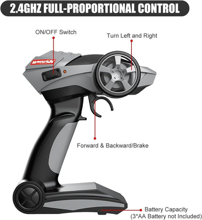 Mostop Ferngesteuertes Auto 1/16 Scale RC Drift Car 2.4GHz 4WD High Speed 30+KM/H Klassisches Fahrzeug mit LED Lichtern Drifting Tires Racing Vehicle Toys Gifts for Adults Boys, 2 Batteries, White