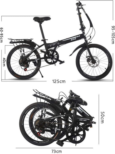 TYXTYX Klappfahrrad 20 Zoll Faltrad Klapprad Fahrrad,Herren Damen Jungen Folding 7 Gang,Geeignet für mehr als 110 cm