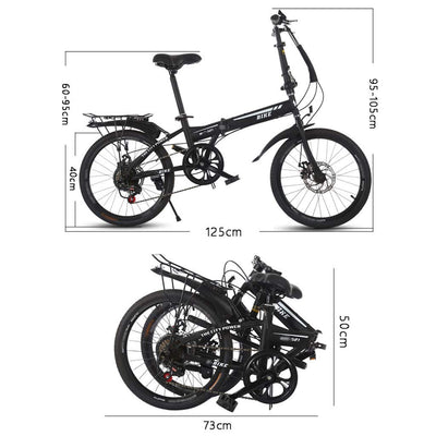TYXTYX Klappfahrrad 20 Zoll Faltrad Klapprad Fahrrad,Herren Damen Jungen Folding 7 Gang,Geeignet für mehr als 110 cm